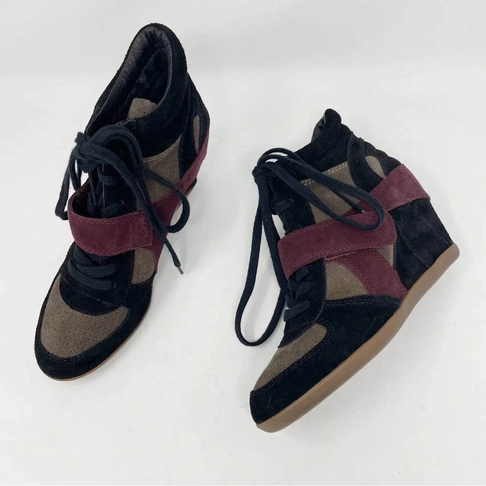 Ash Limited Bowie Wedge Sneaker Suede - Worn once - Size 40 Black Burgundy - Picture 5 of 10